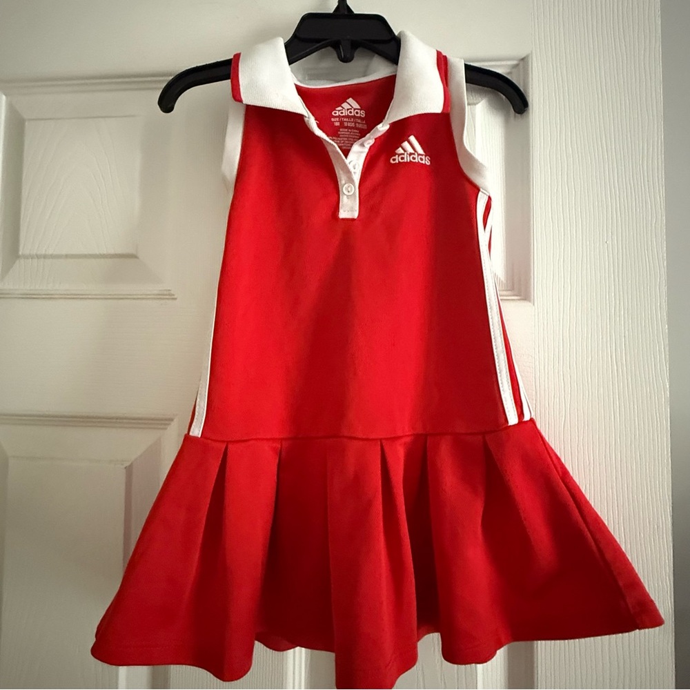 Adidas Red and White Polo Dress